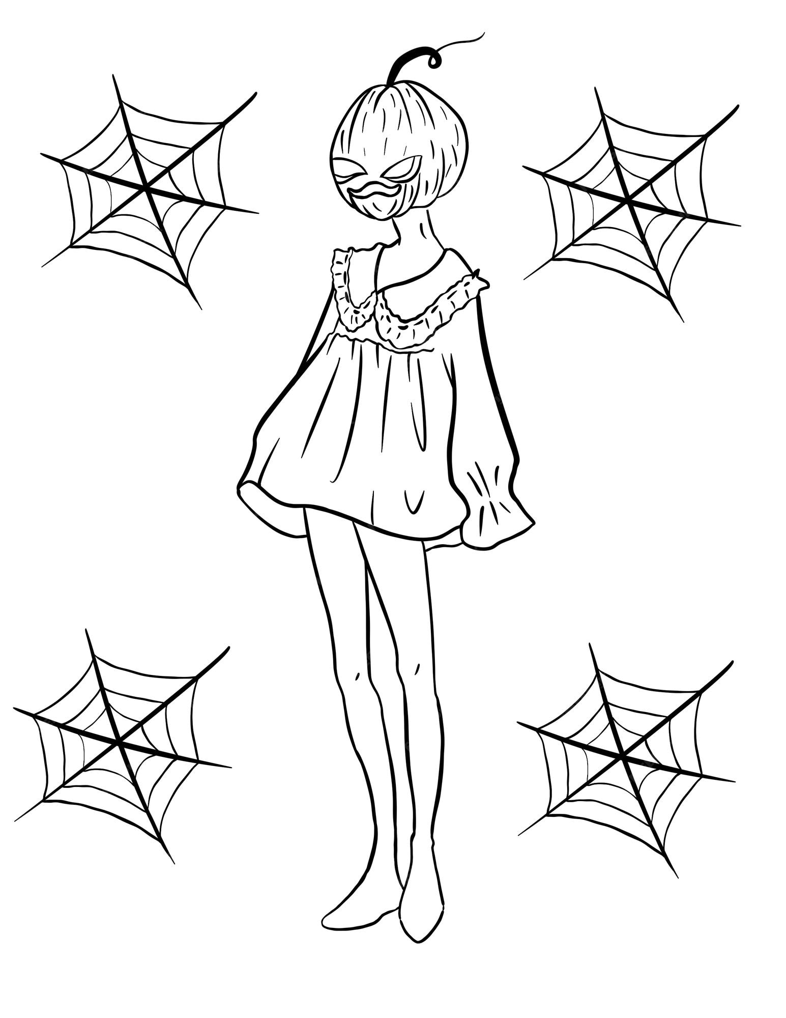 Premium vector fun scary halloween coloring pages coustumes