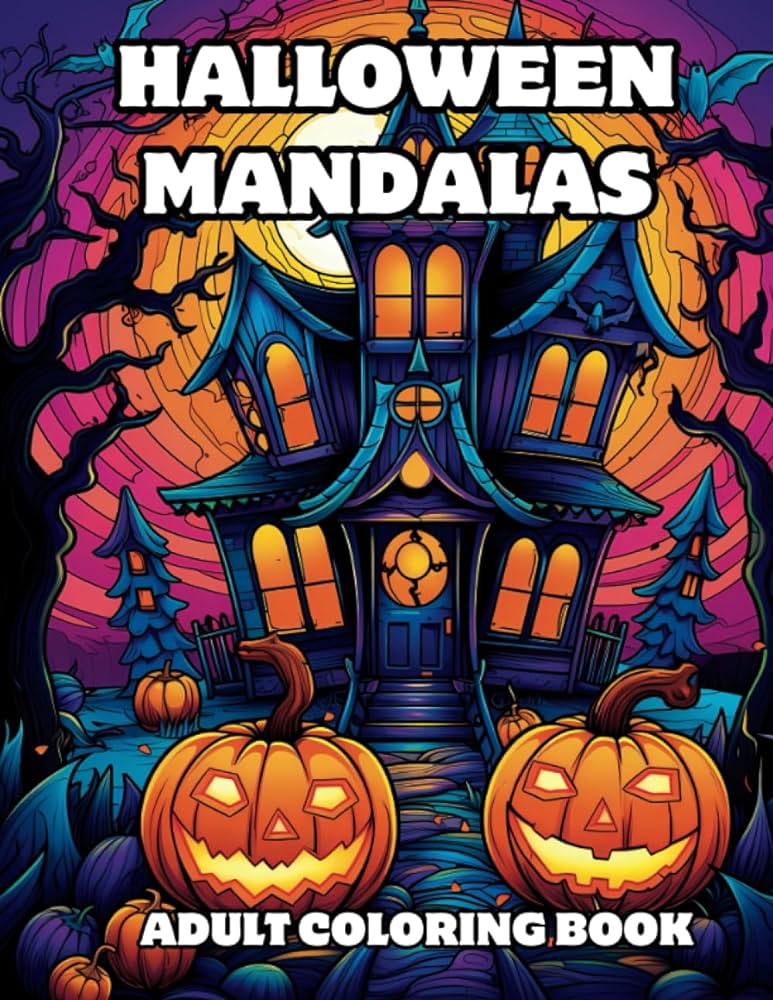 Happy halloween mandala coloring book for adults coloring pages with intricate mandala patterns for stress relief and relaxation pumpkin teddy bear bat spider vampire and more samurai publishing books