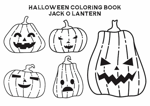 Premium vector halloween coloring jack o lantern design template
