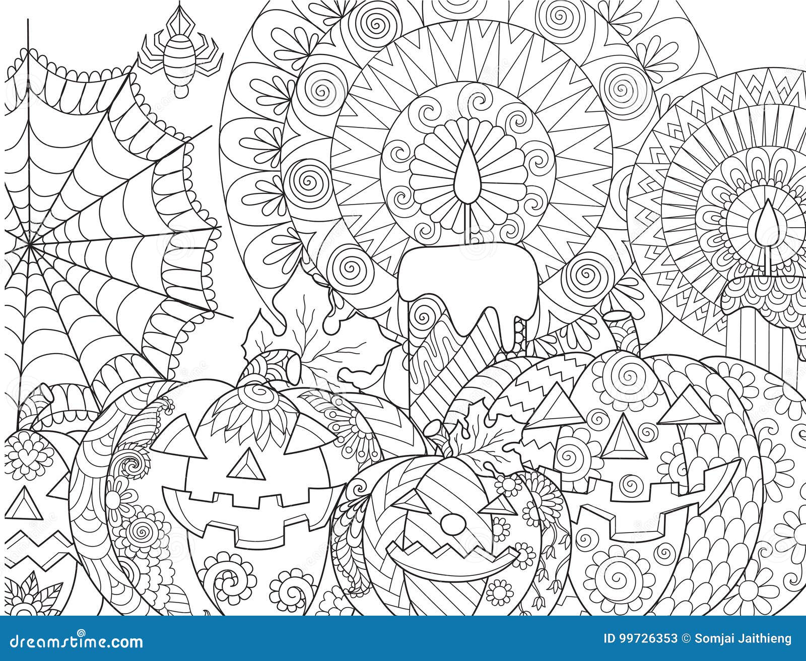 Halloween pumpkin coloring stock vector illustration of pages