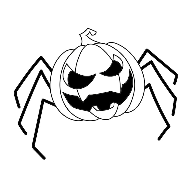 Premium vector pumpkin vector illustration spider halloween art with white isolated background design print