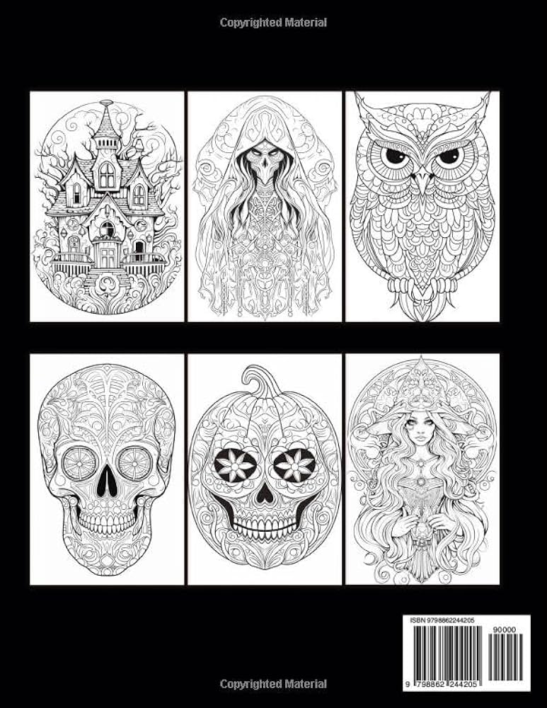 Halloween mandala coloring book for adults mandalas halloween haunted house jack o lantern pumpkin skull spider large print illustrations in coloring pages for relaxation and anxiety relief vivid victoria