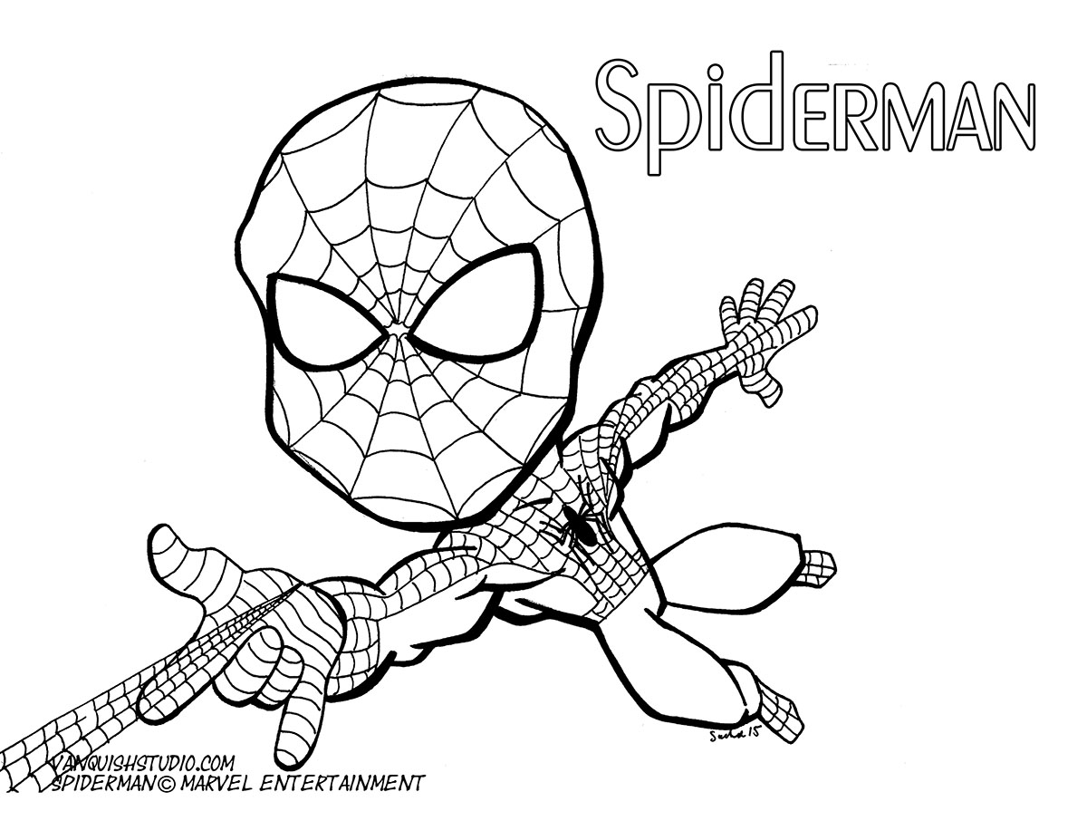 Spiderman coloring page vanquish studio