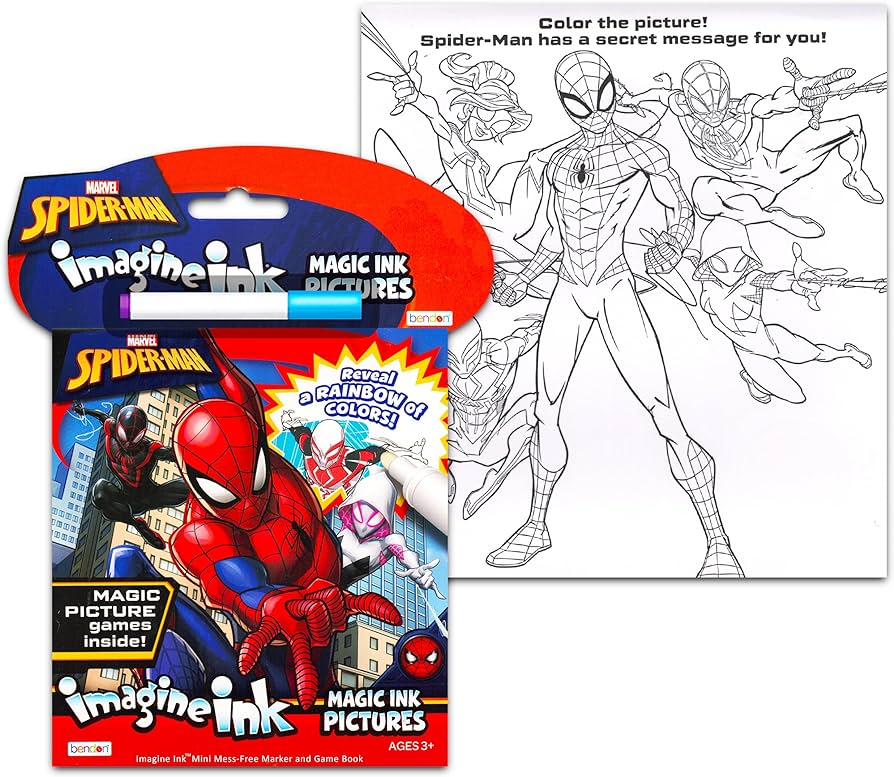 Marvel store spiderman imagine ink coloring book set