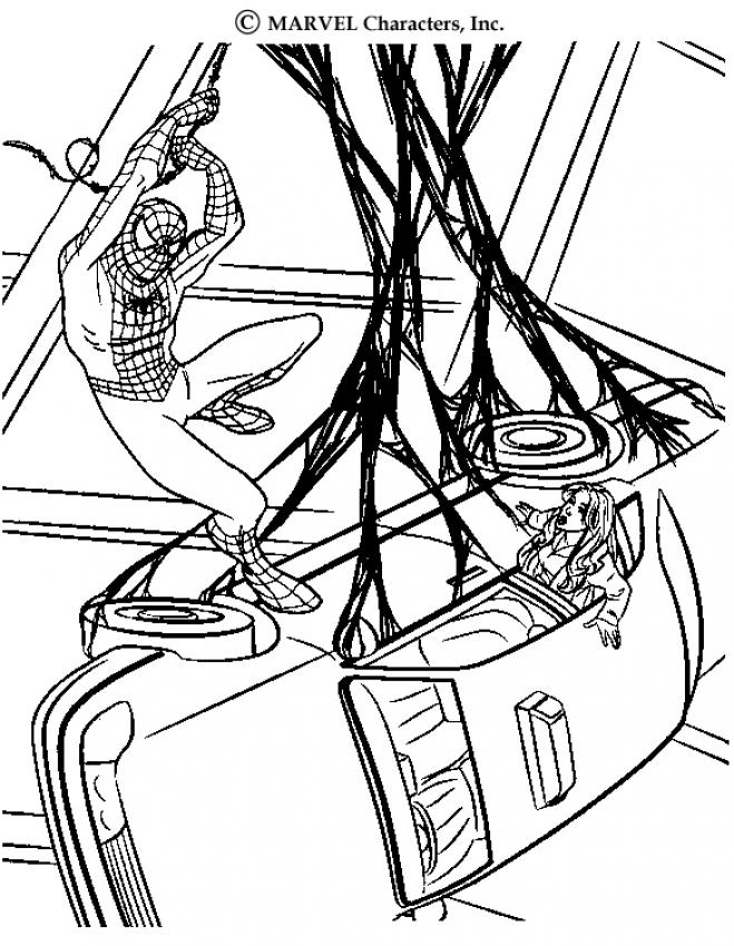 Spiderman rescue action coloring pages