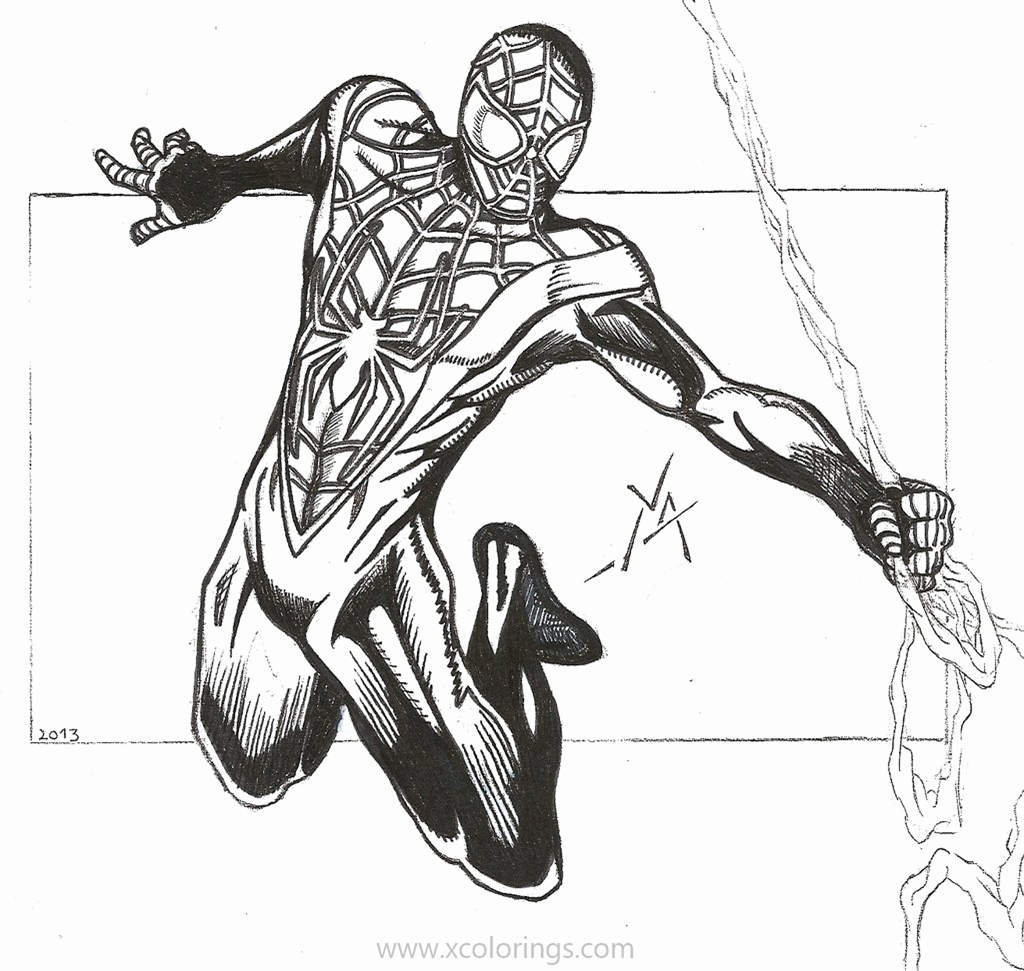 Spider man miles morales coloring pages