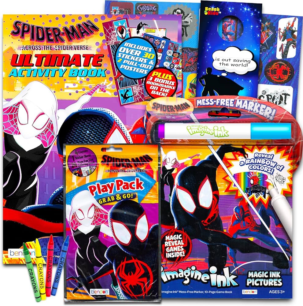 Spiderman across the spiderverse coloring book set