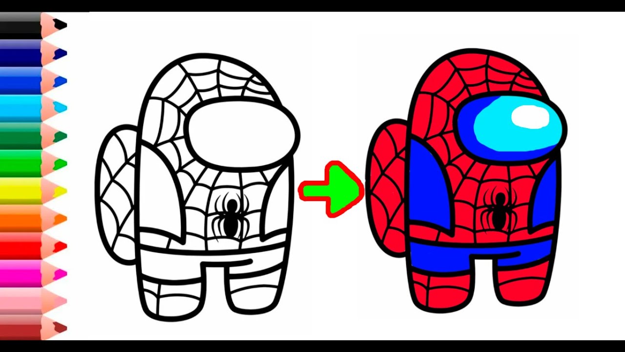 How to color spider man among us coloring book pages