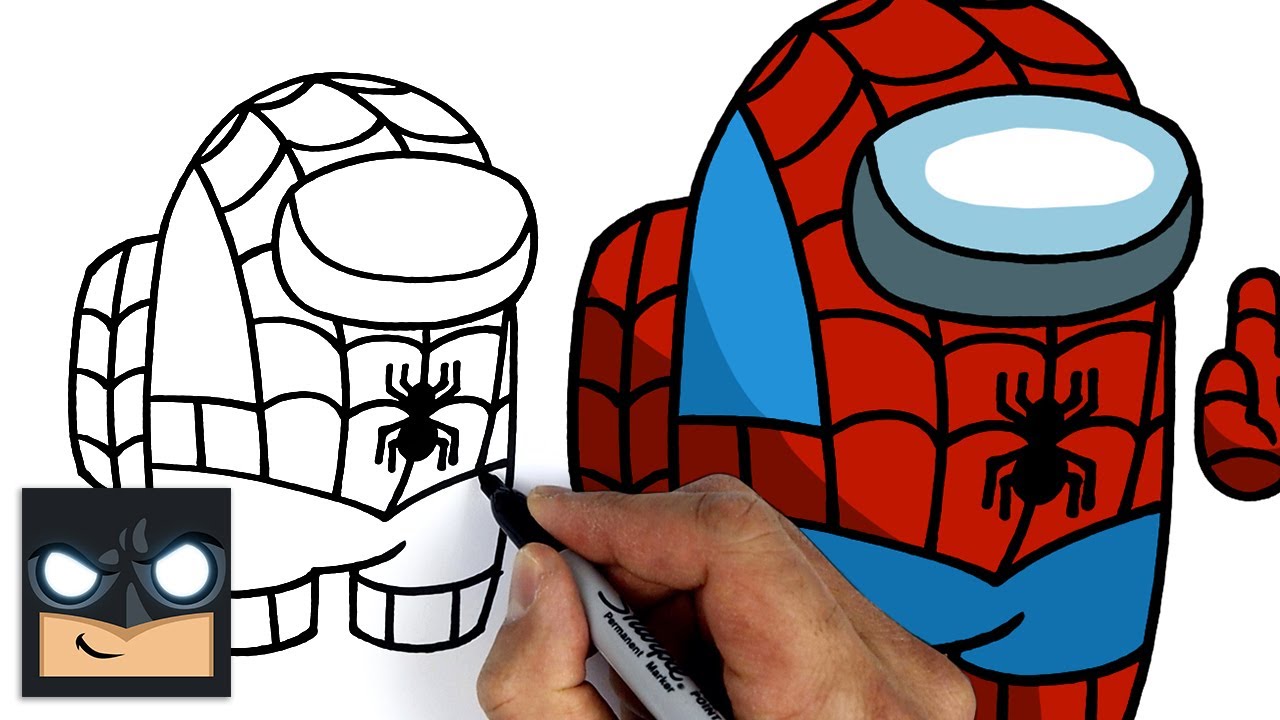 How to draw spideran crewate aong us