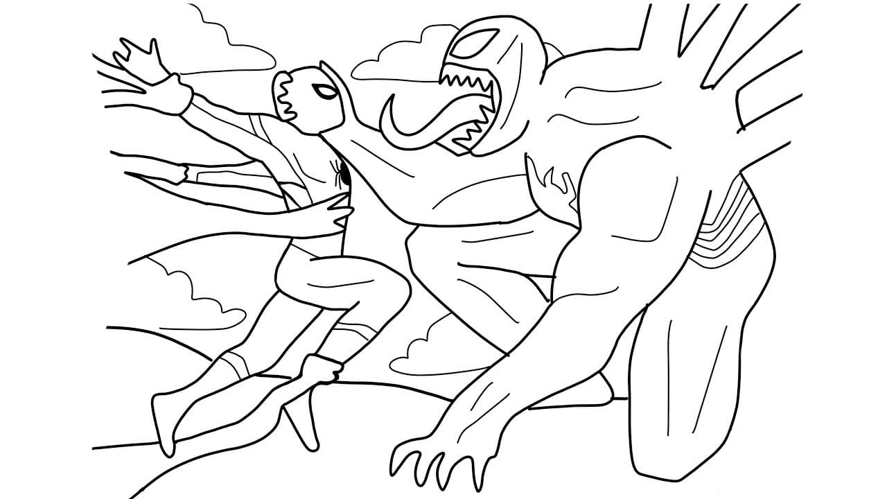 Spiderman vs venom coloring page