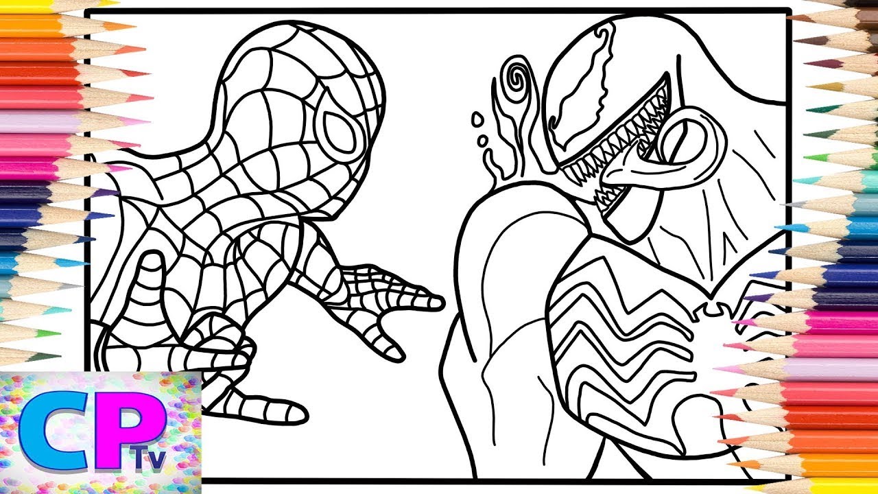 Spideran vs veno coloring pagessuperhero fightcartoon