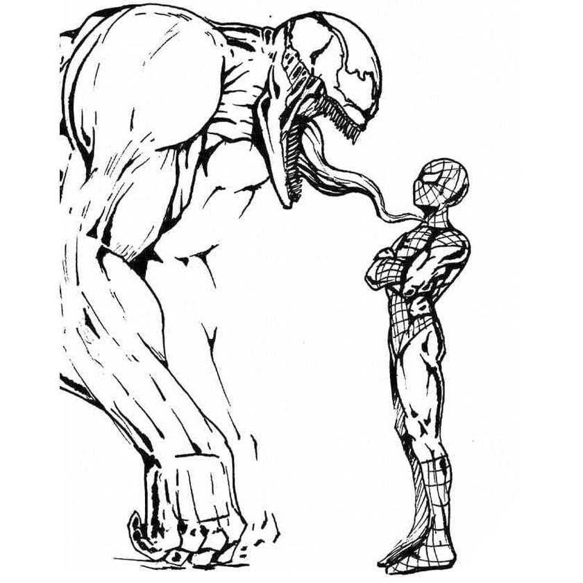 Get this free venom coloring pages venom is huge pared to spiderman