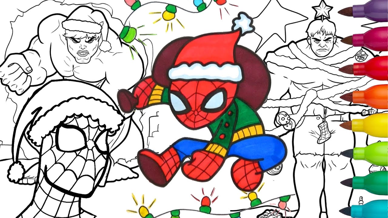 Superhero christmas coloring for kids of all ages spiderman