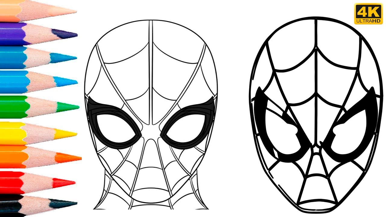 Superhero spideran face coloring page