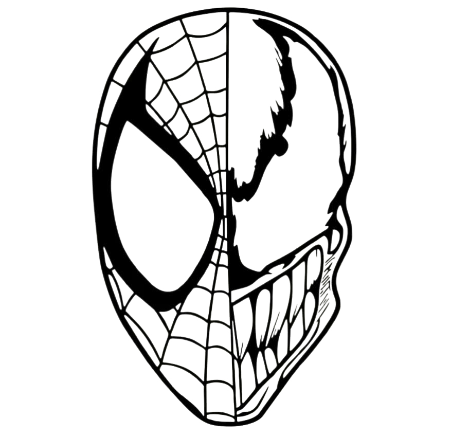 Coloring page the face of venom and spider