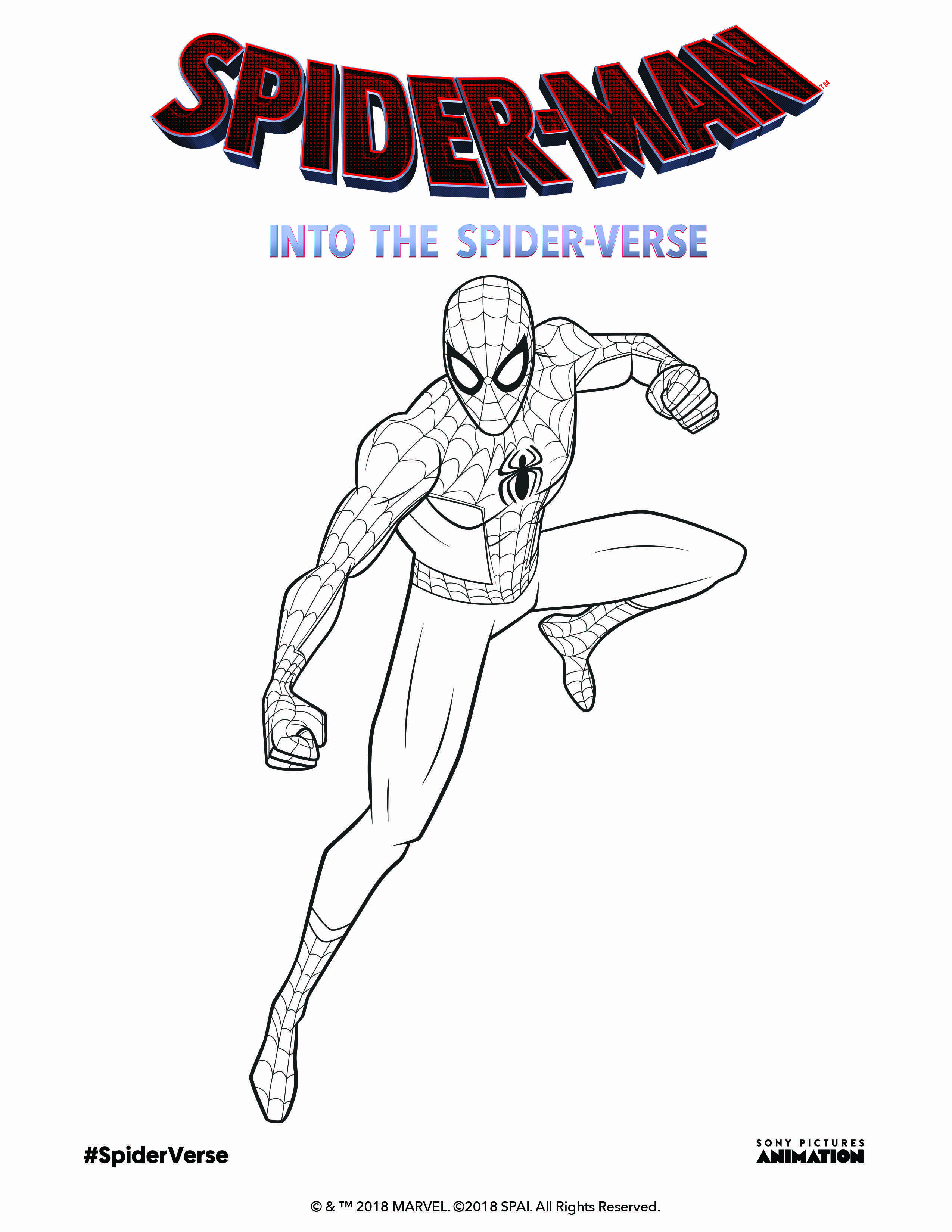 Enjoy coloring peterparker from spiderman into the spiderverse in theaters spider verse coloring book pages coloring books