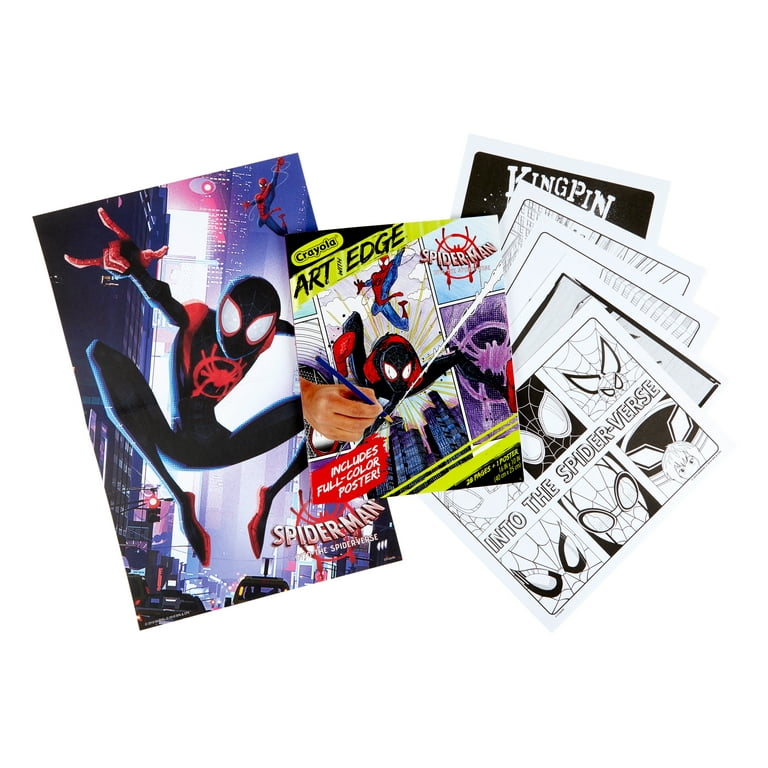 Crayola across the spiderverse coloring pages pages full color spider punk poster gift