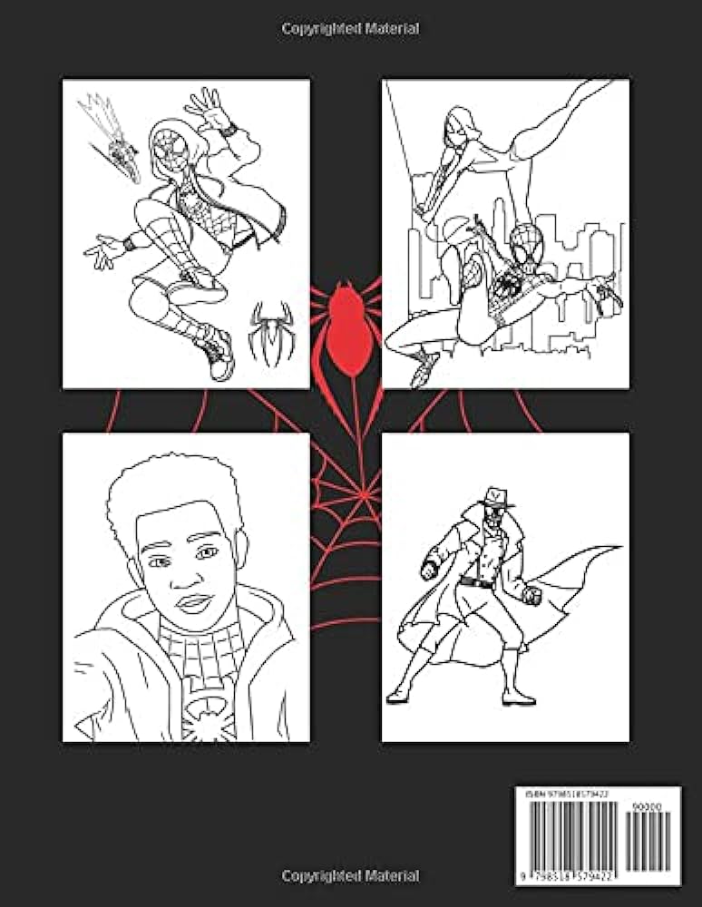 Miles morales spiderman colouring book over spider