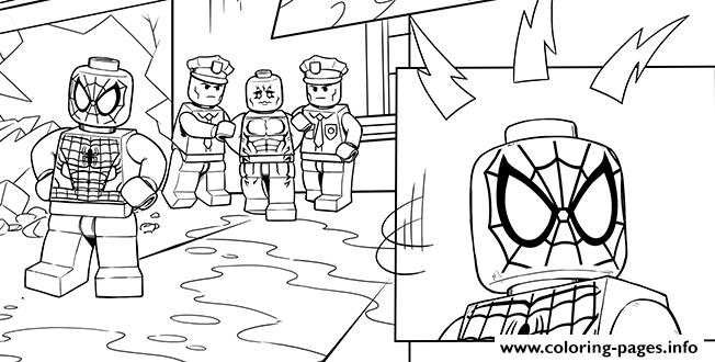 Lego marvel spiderman police coloring page printable