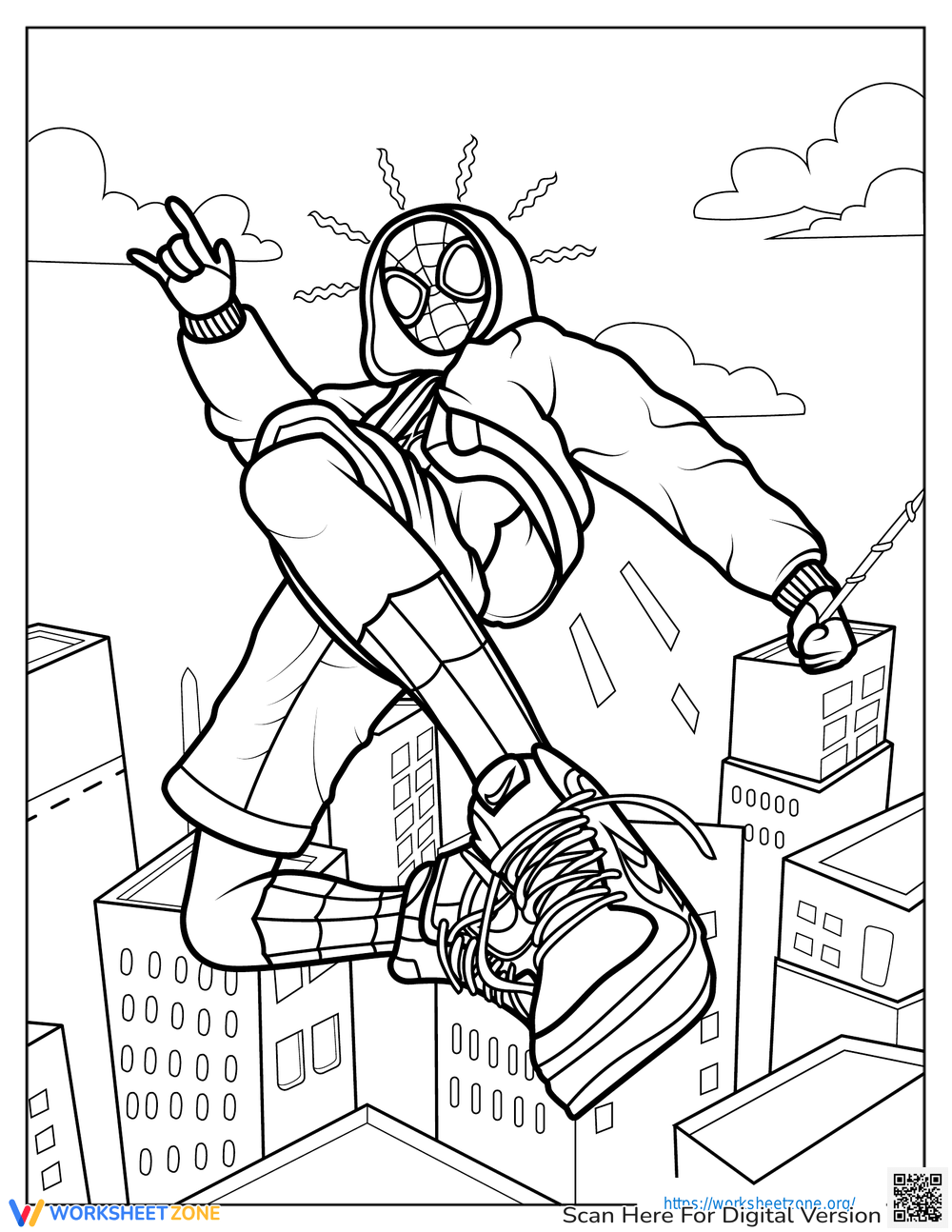 Free printable miles morales coloring pages for kids