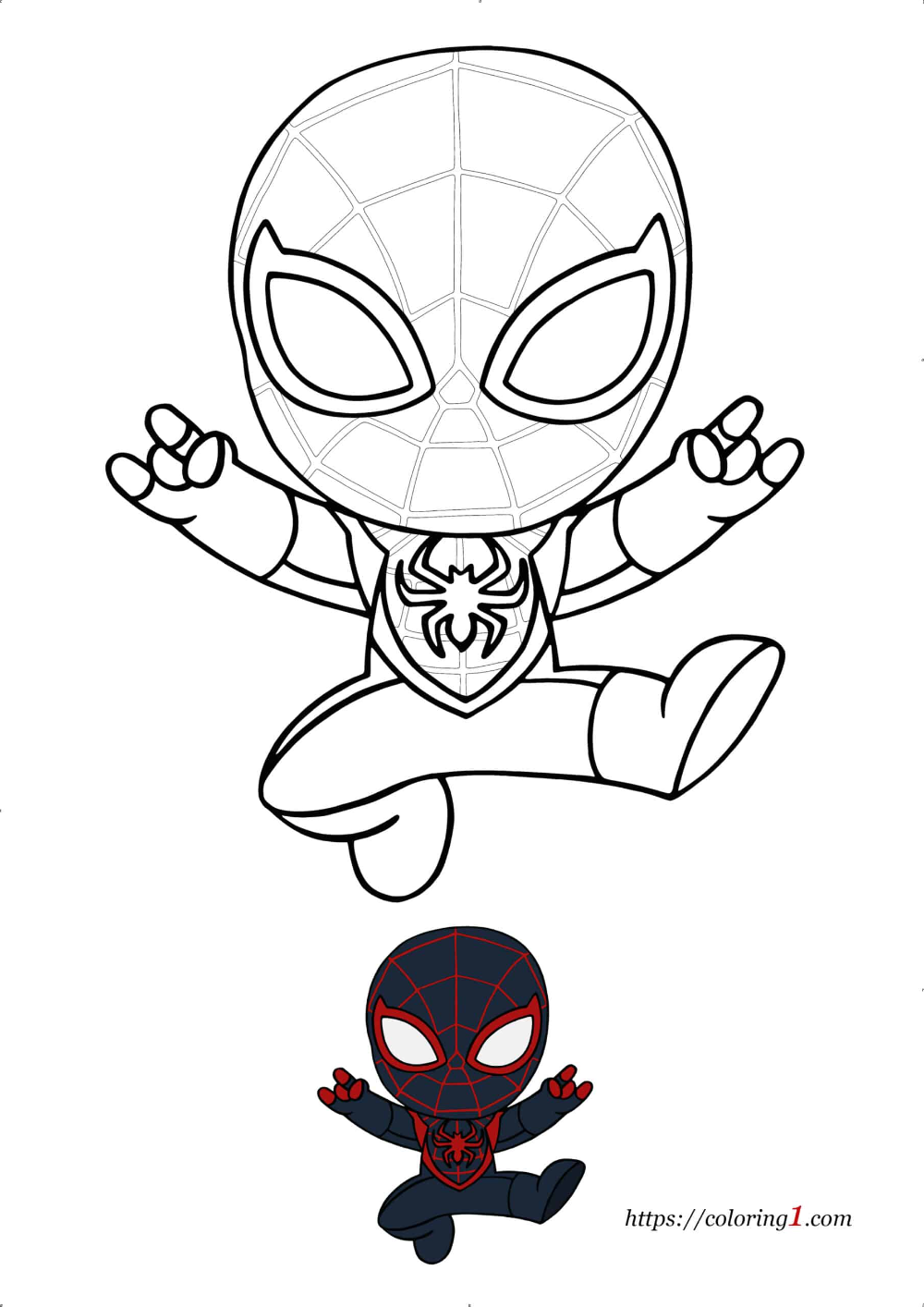 Cute miles morales spiderman coloring pages