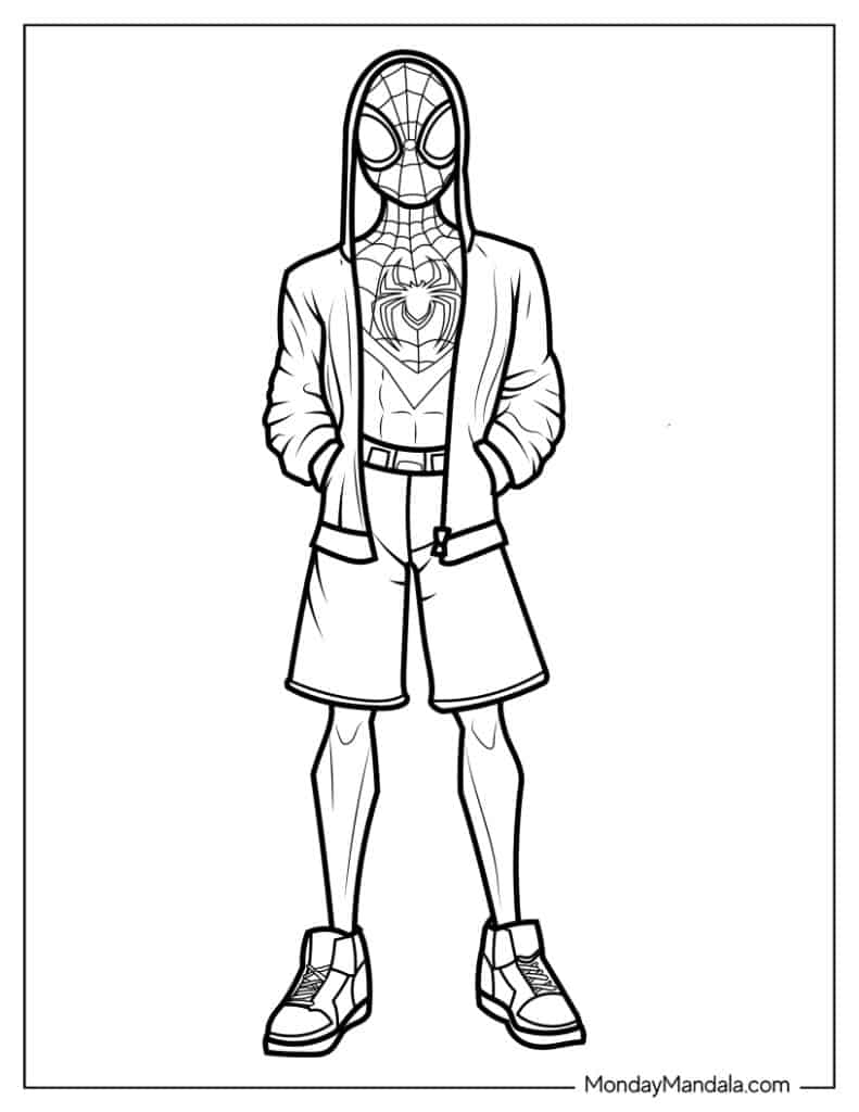 Miles morales coloring pages free pdf printables