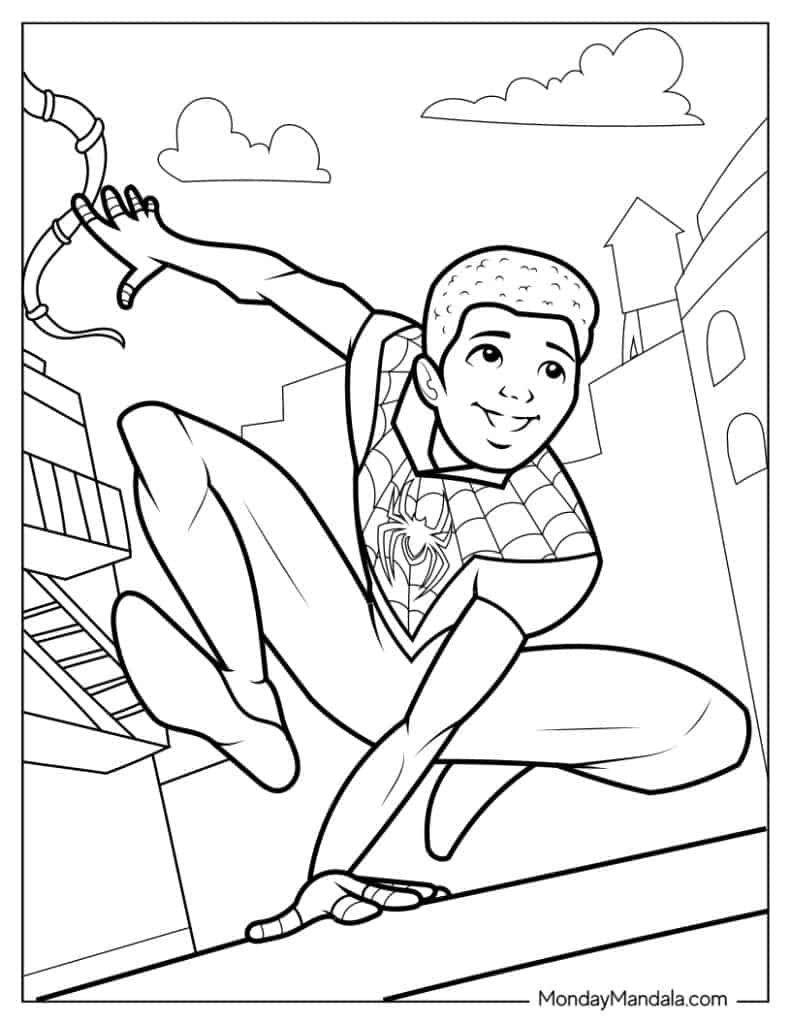 Miles morales coloring pages free pdf printables