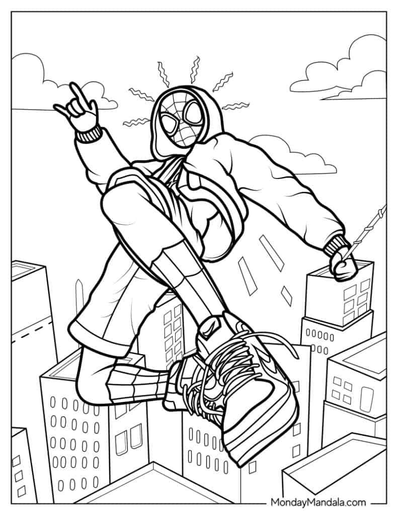 Miles morales coloring pages free pdf printables