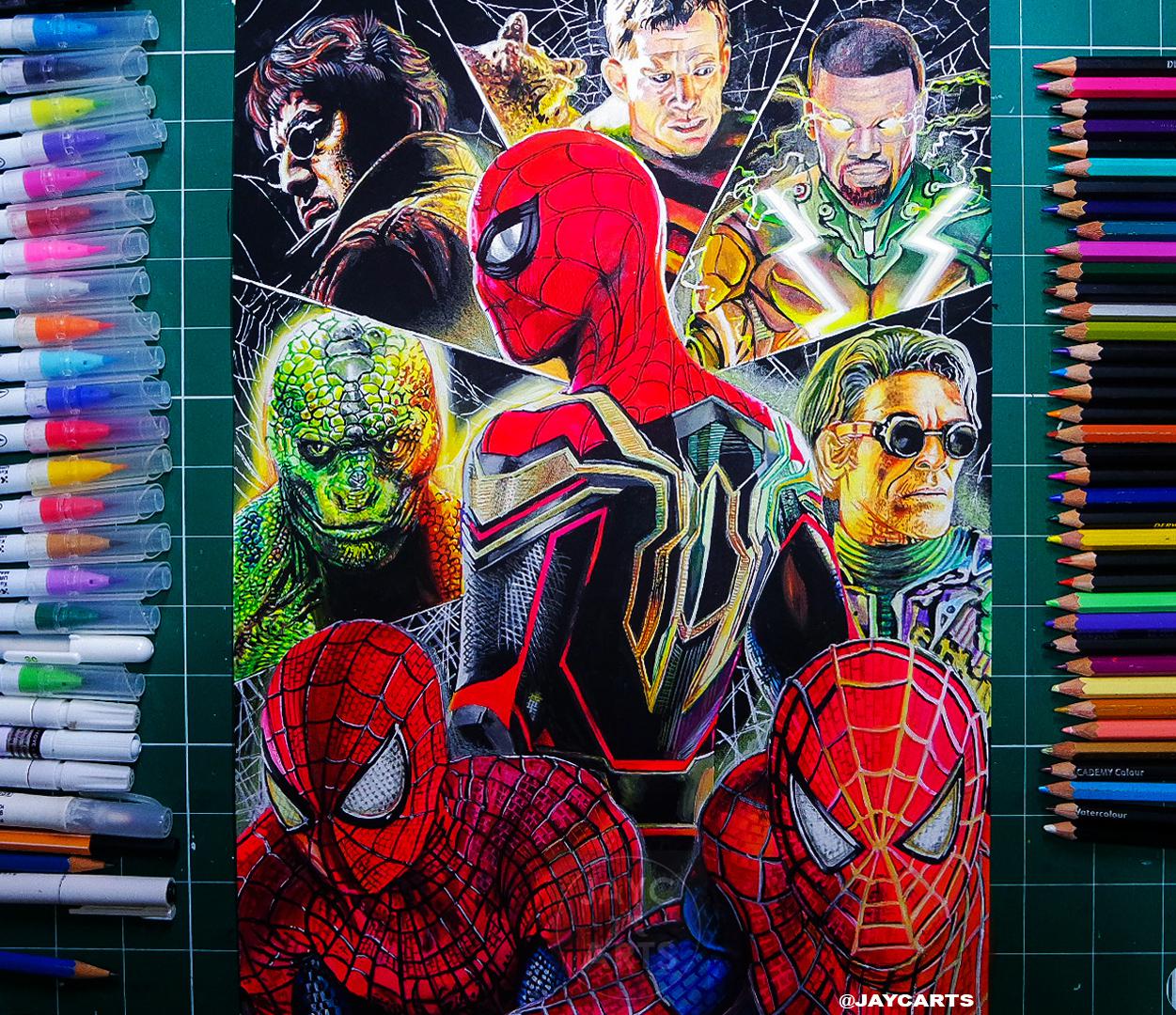 Drawing spiderman no way home tobey andrew timelapse i made a video about shading and highlight coloring you can watch the video of the work process on my youtube channel jaycarts