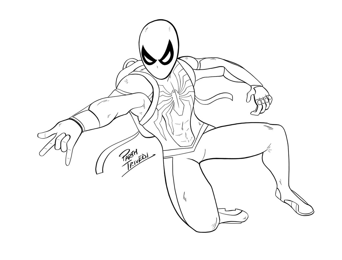 Parth trivedi on x i have been hooked on spidermanps its been so long since i did a spiderman drawing so trying it out today ð drawn in procreate still a long