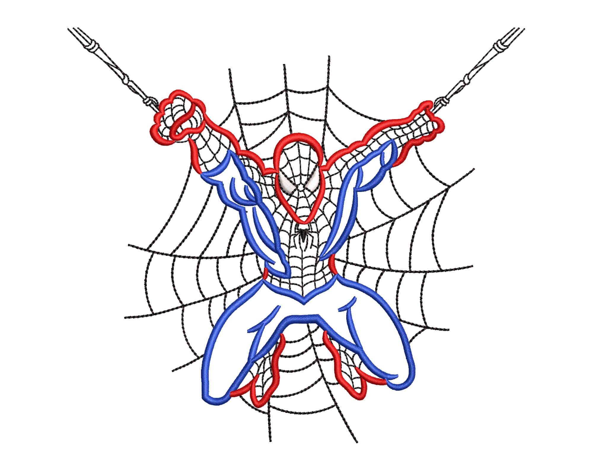 Superhero sketch embroidery designs flying spider web super hero embroidery design files embroidery patterns digitizing embroidery files