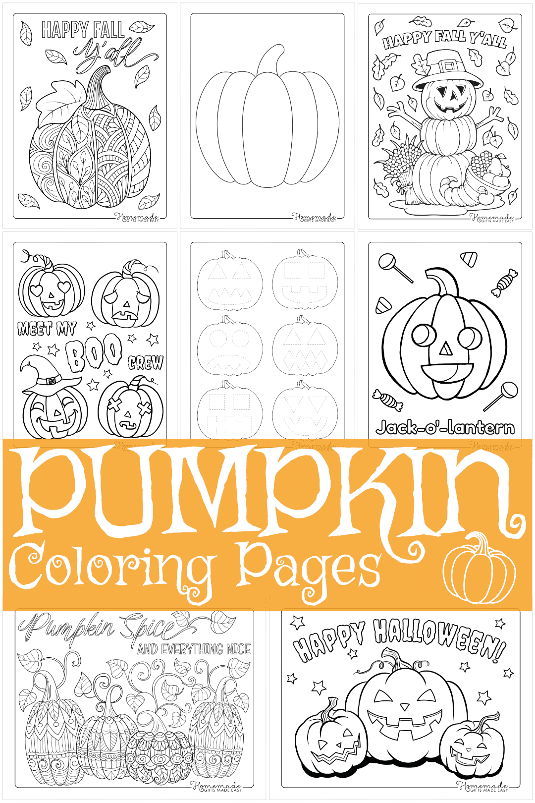 Free pumpkin coloring pages for kids adults