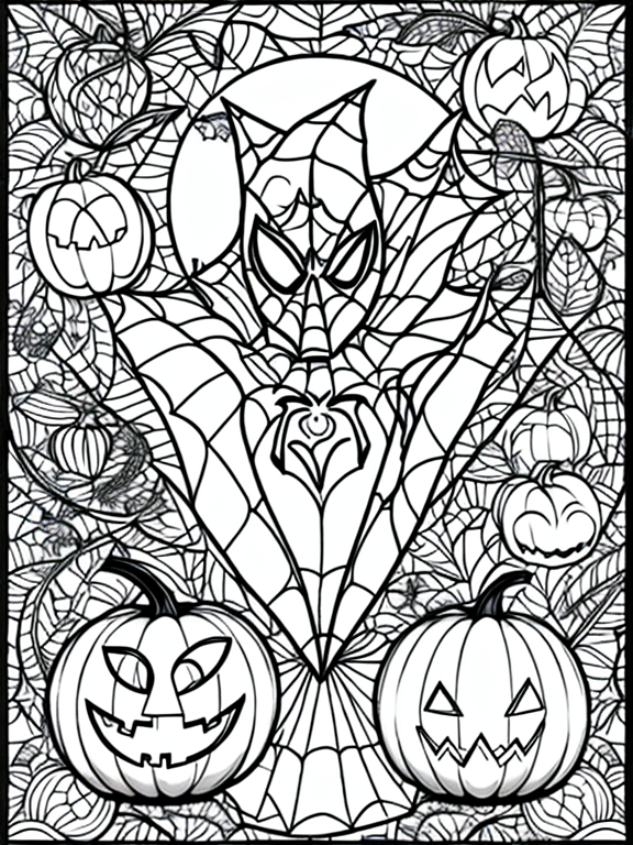 Halloween themed coloring book page