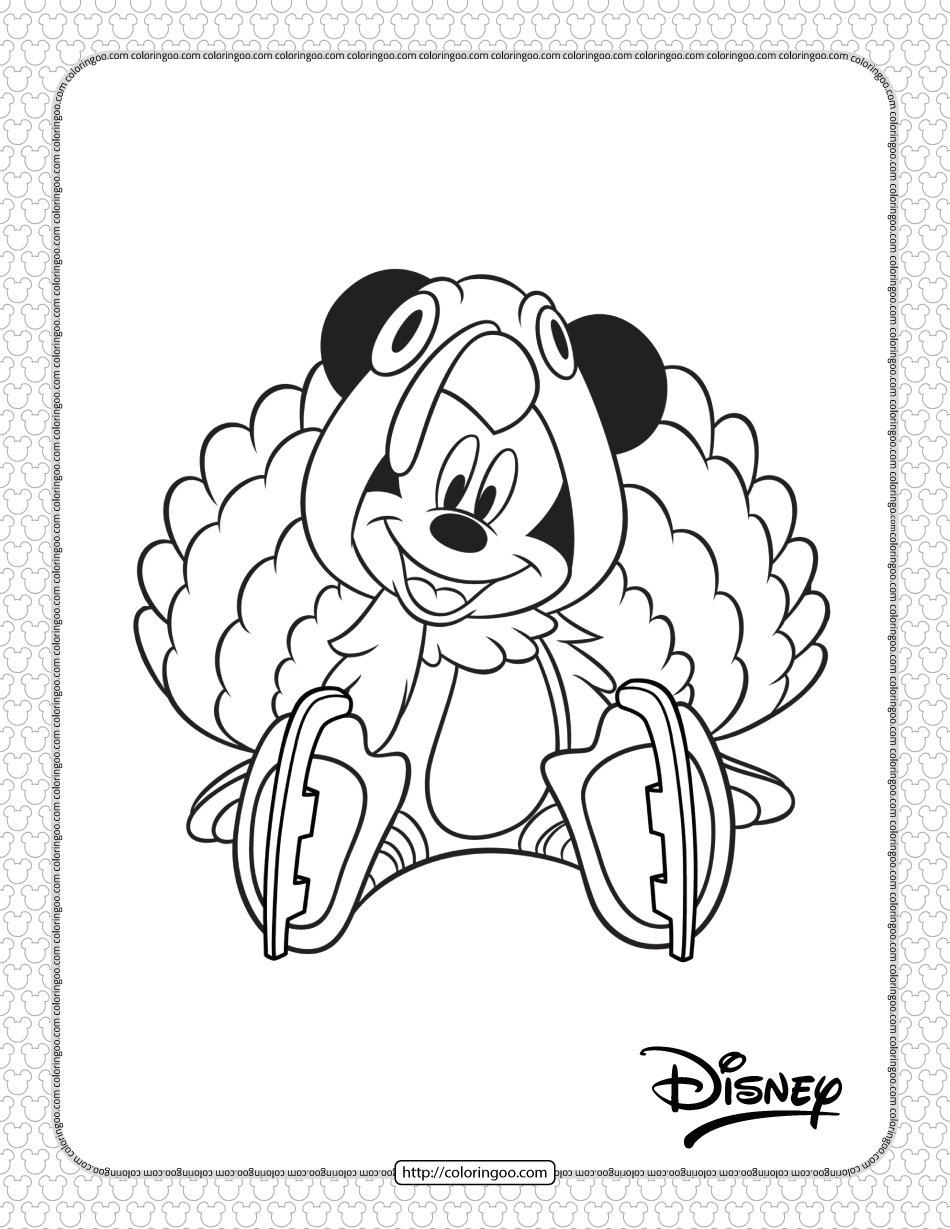 Mickey mouse thanksgiving coloring page