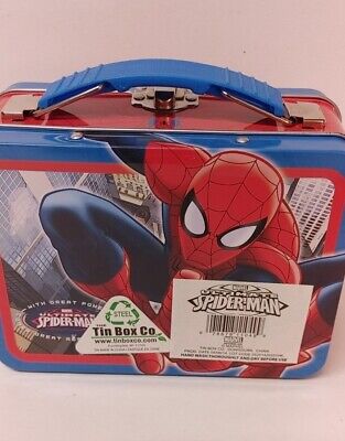 Spiderman mini lunchbox gift set keychains coloring book crayons tin box