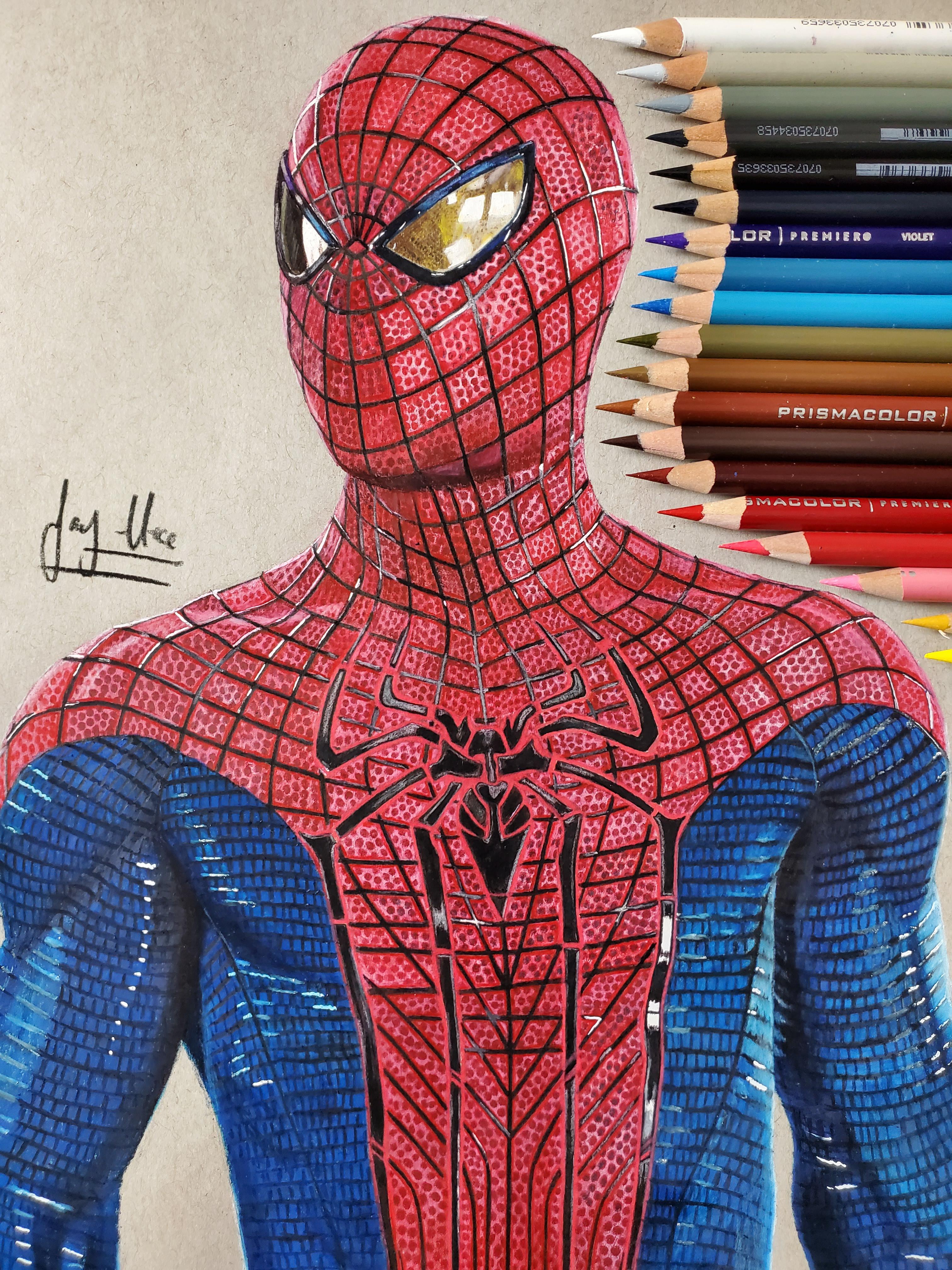 Wanted to share a drawing i made of spiderman this took me around hours rnextfuckinglevel