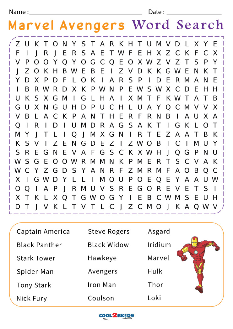 Printable marvel word search