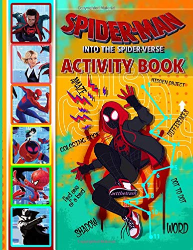 Spiderman into the spider verse activity book impressive hidden objects spot differences coloring find shadow maze one of a kind word search dot to dot activities books for kids and adults on