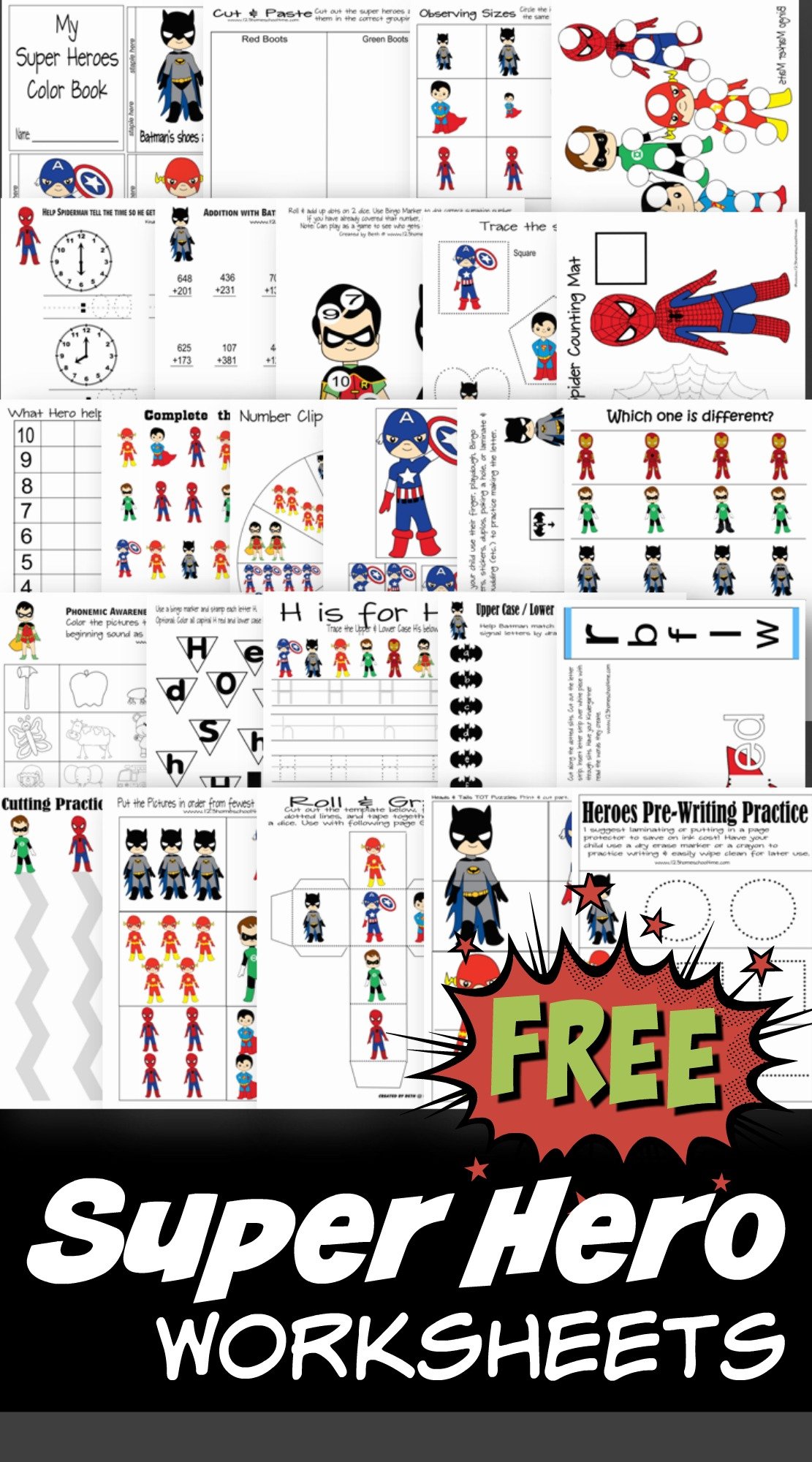 Free printable superhero worksheets and activity sheets