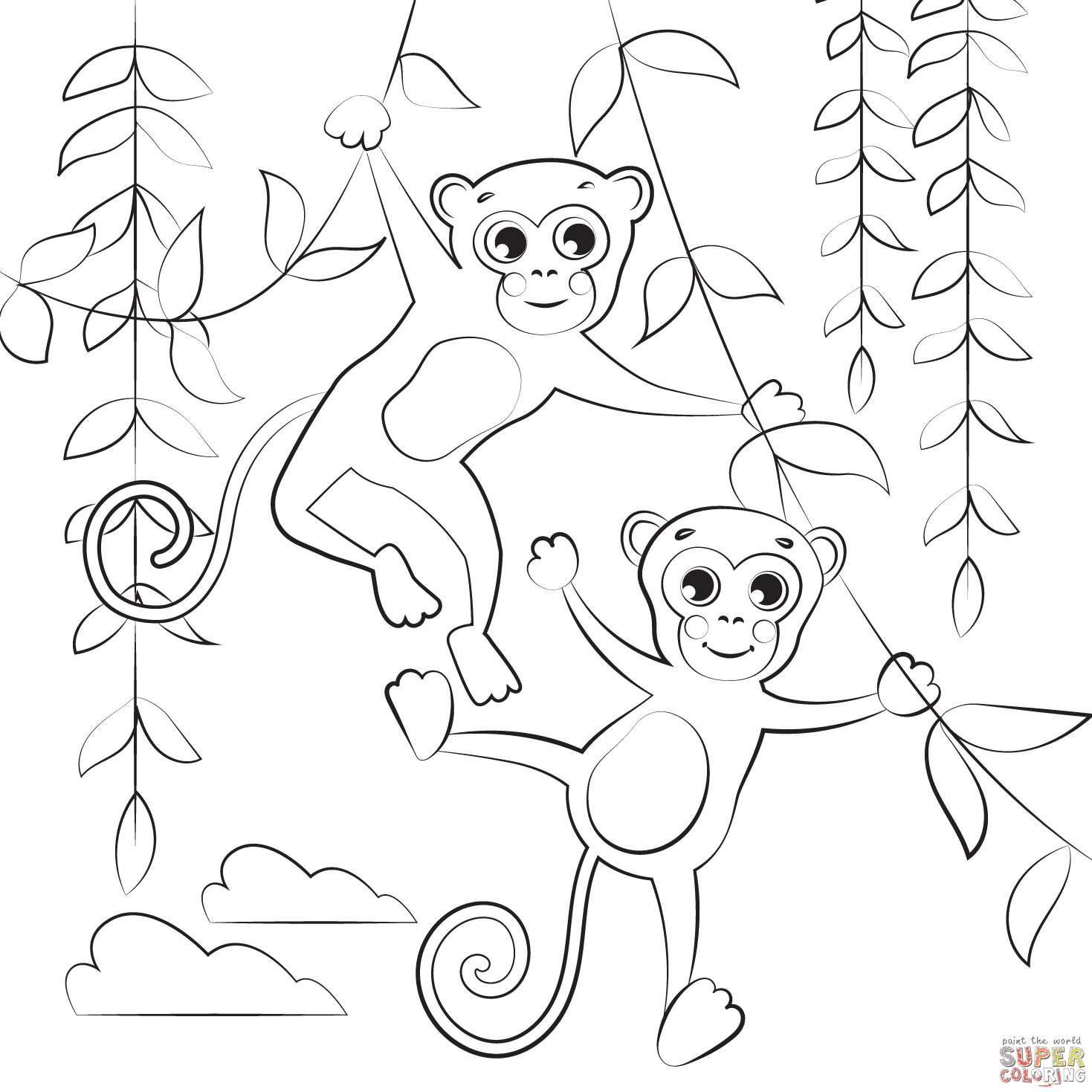 Monkey coloring pages printable for free download