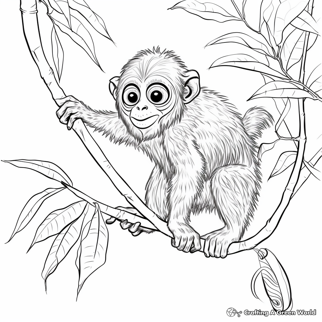 Realistic monkey coloring pages