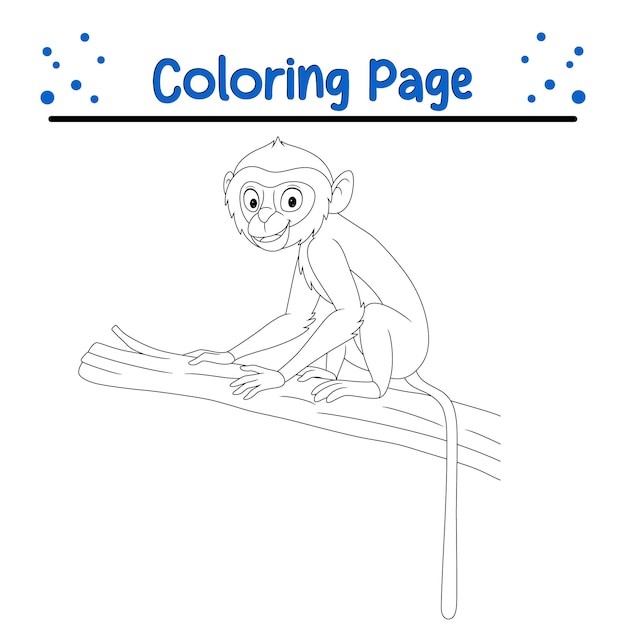 Premium vector cute monkey coloring page