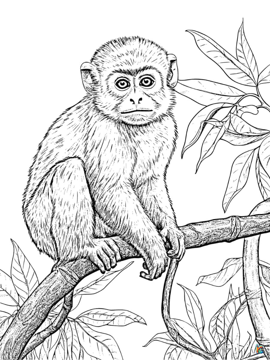 Monkey coloring pages â