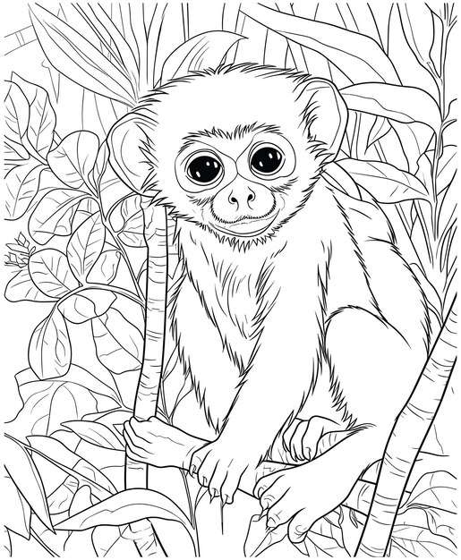 Premium vector monkey zoo coloring pages