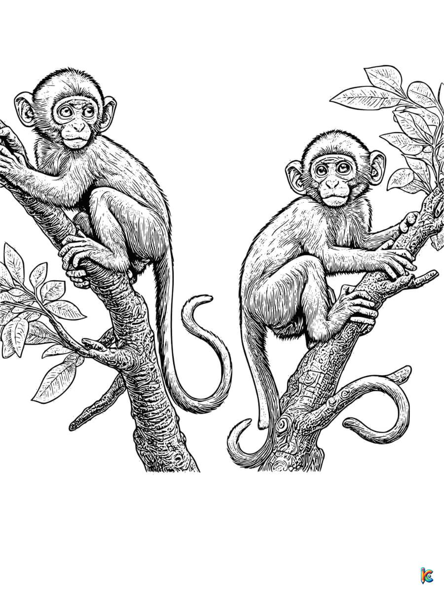 Monkey coloring pages â