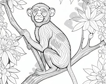 Monkey henry coloring page for kids and adults who experience adhd anxiety relaxin meditation instant digital download pdf file