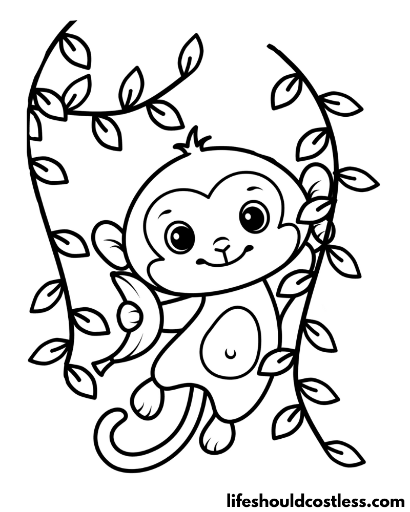 Monkey coloring pages free printable pdf templates