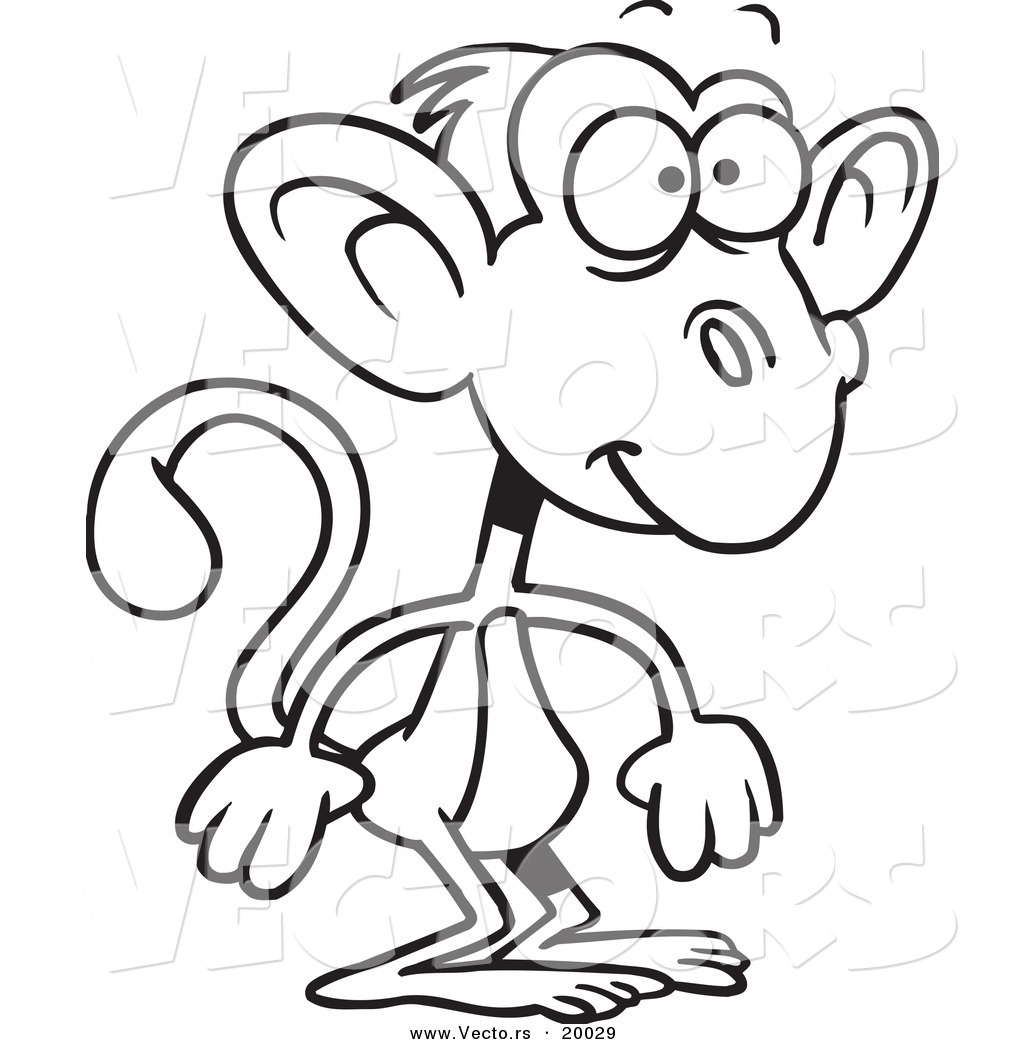 R of a cartoon standing monkey