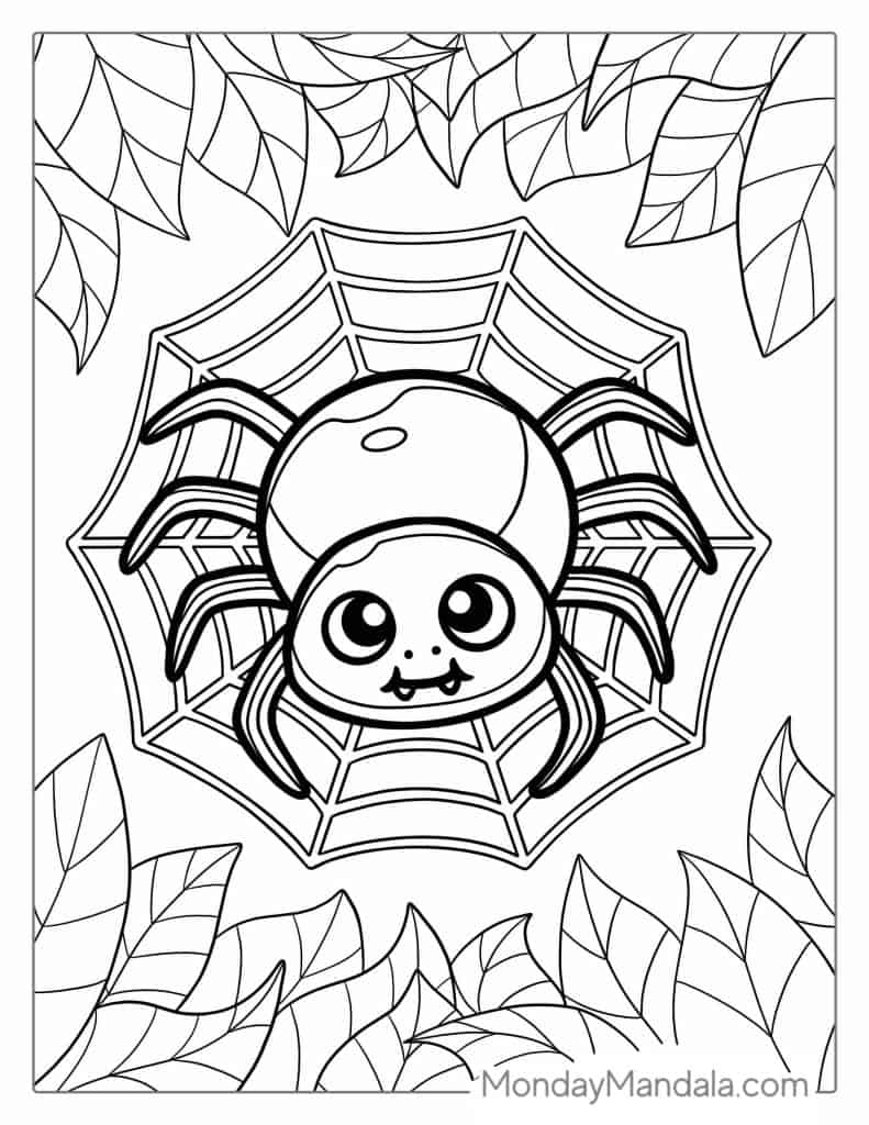 Spider coloring pages free pdf printables