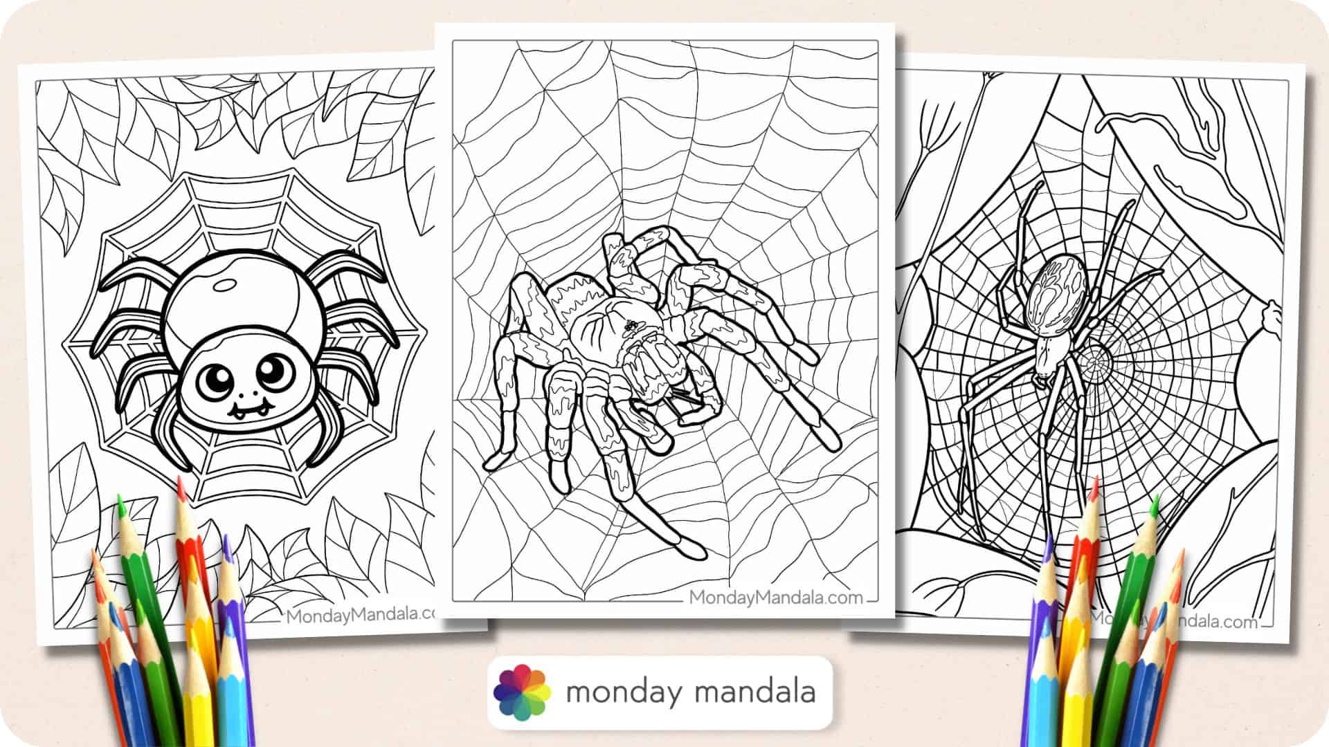 Spider coloring pages free pdf printables